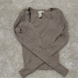 Women's Taupe Ribbed Sweater